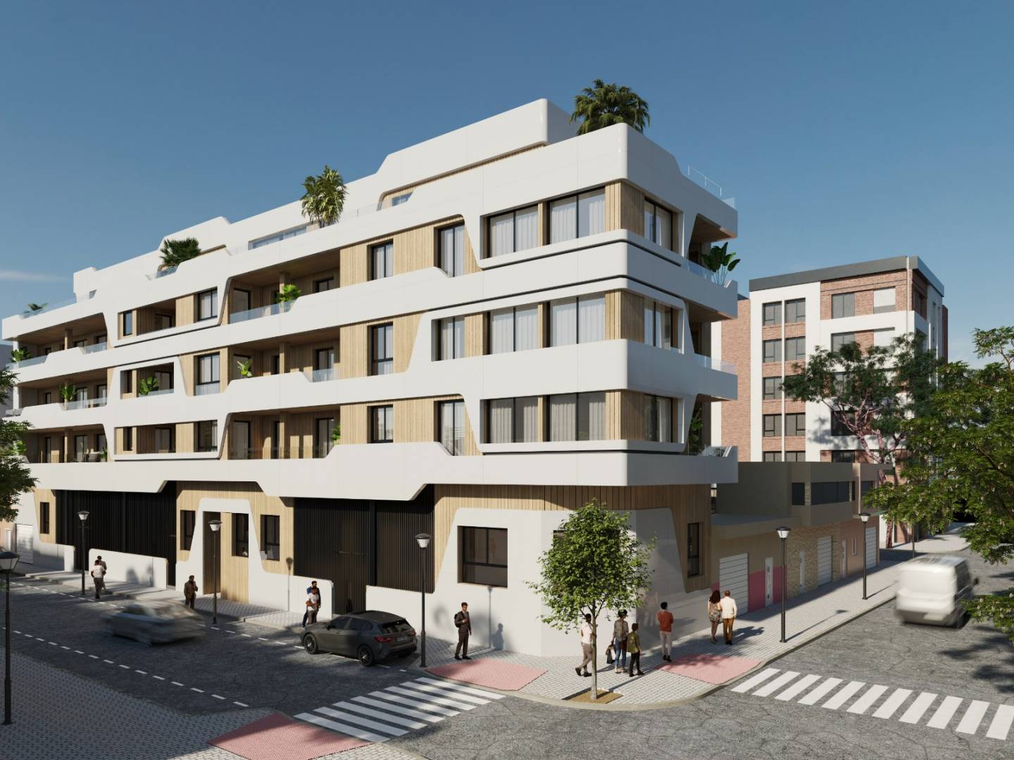 Apartament w Santa Pola: Nowy, 1 Sypialnia, Blisko Morza i Basen na Dachu